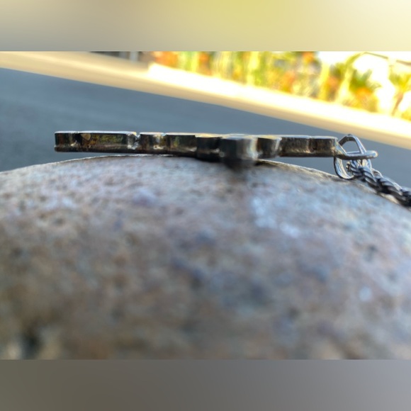 Stone Age big bold inlay cross sterling silver necklace - Picture 5 of 5